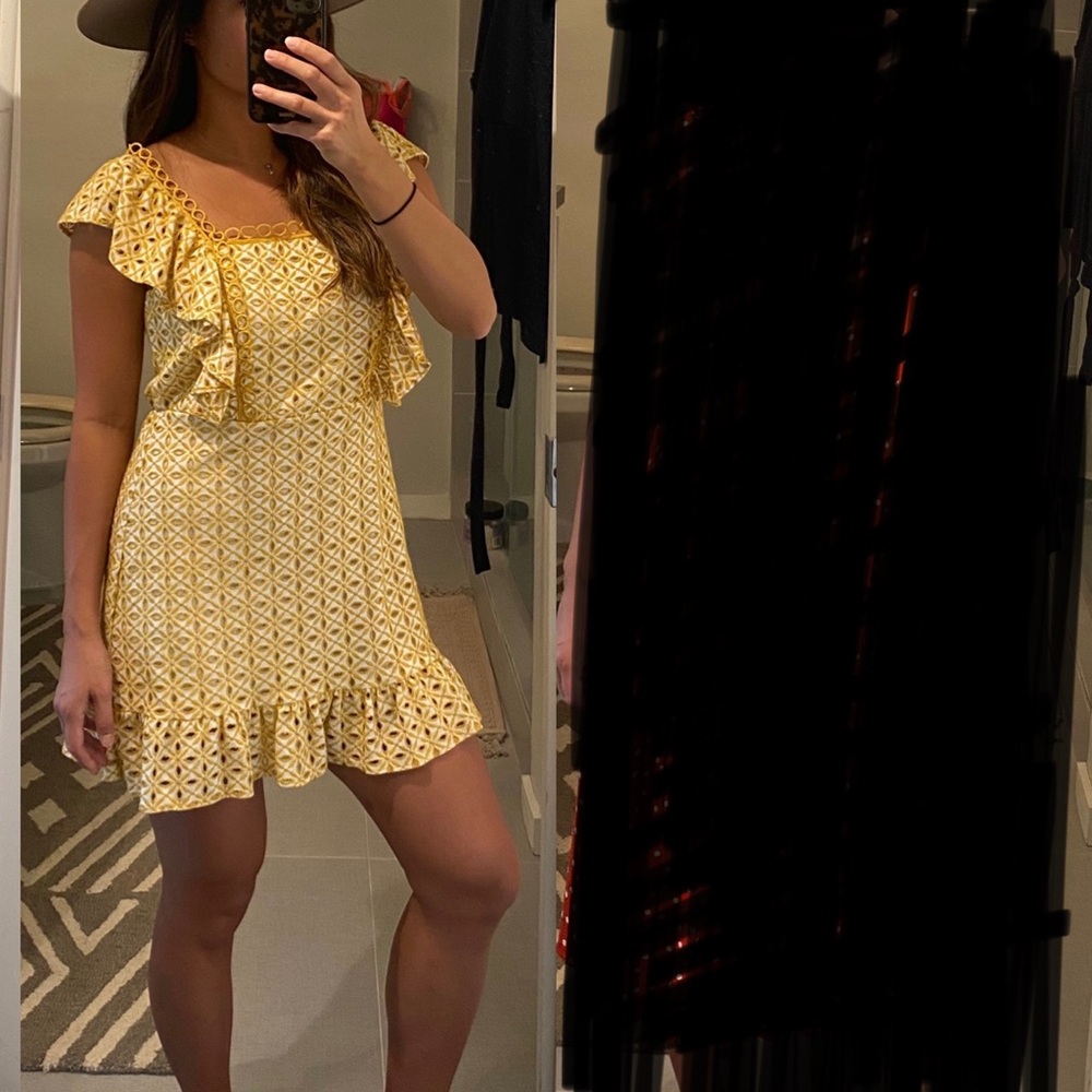 Embroidered eyelet mini dress